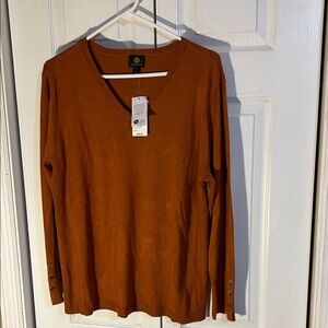 JM Collection Women's Sweater in Rust Orange